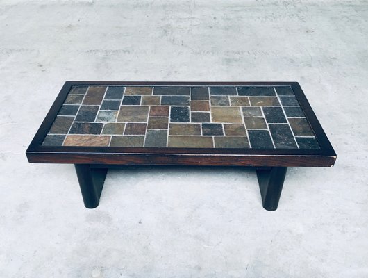 Brutalist Style Slate Tile Inlay Coffee Table, Belgium, 1970s-RQV-1188997