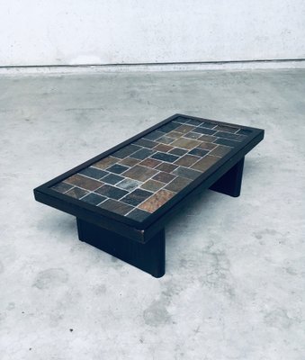 Brutalist Style Slate Tile Inlay Coffee Table, Belgium, 1970s-RQV-1188997