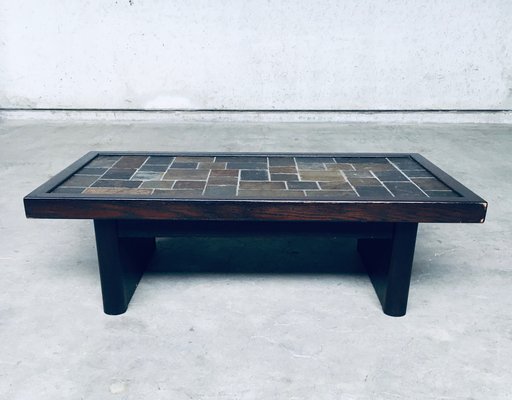 Brutalist Style Slate Tile Inlay Coffee Table, Belgium, 1970s-RQV-1188997