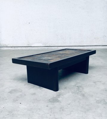 Brutalist Style Slate Tile Inlay Coffee Table, Belgium, 1970s-RQV-1188997