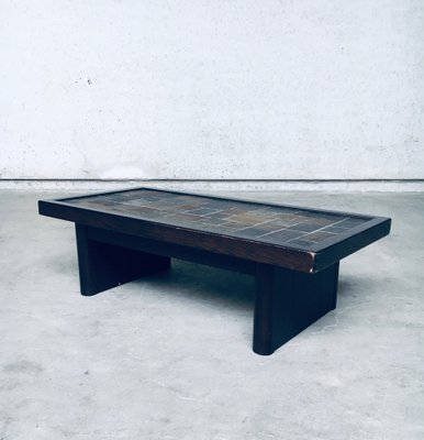 Brutalist Style Slate Tile Inlay Coffee Table, Belgium, 1970s-RQV-1188997