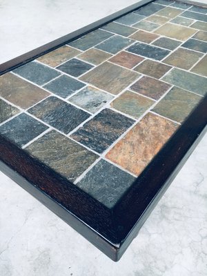 Brutalist Style Slate Tile Inlay Coffee Table, Belgium, 1970s-RQV-1188997