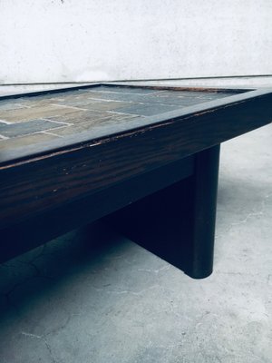 Brutalist Style Slate Tile Inlay Coffee Table, Belgium, 1970s-RQV-1188997