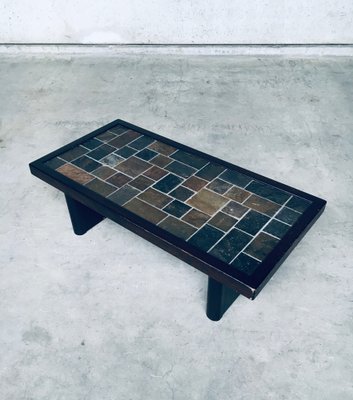 Brutalist Style Slate Tile Inlay Coffee Table, Belgium, 1970s-RQV-1188997