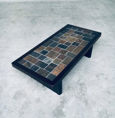 Brutalist Style Slate Tile Inlay Coffee Table, Belgium, 1970s-RQV-1188997