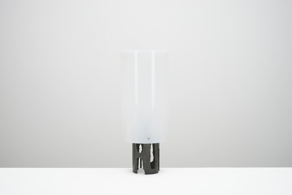 Brutalist Table Lamp in Steel and Acrylic Glass, 1950s-WCH-946794