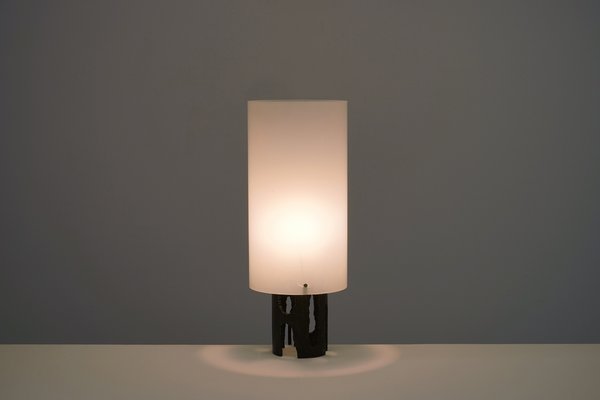 Brutalist Table Lamp in Steel and Acrylic Glass, 1950s-WCH-946794