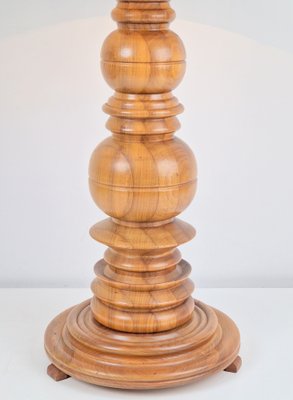 Brutalist Table Lamp in Turned Wood, 1960s-AXJ-1742743