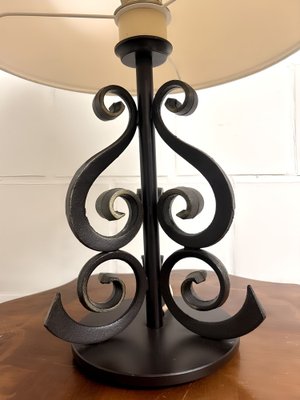 Brutalist Table Lamp with Wrought Iron Base-SZM-1768952