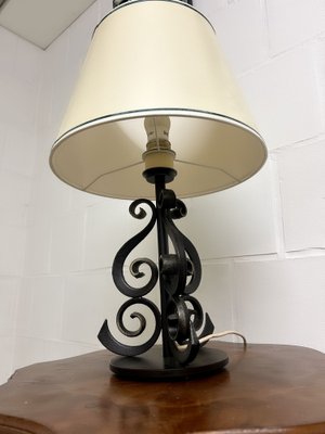 Brutalist Table Lamp with Wrought Iron Base-SZM-1768952