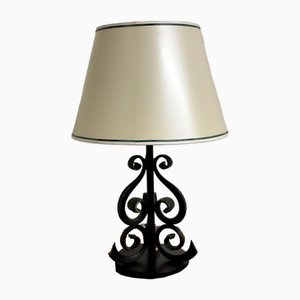 Brutalist Table Lamp with Wrought Iron Base-SZM-1768952