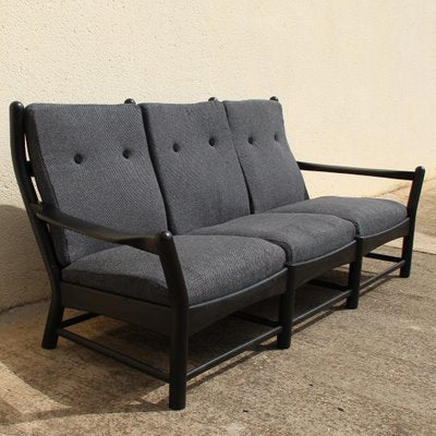 Brutalist Three-Seats Sofa in Ebonized Wood-NE-1263965