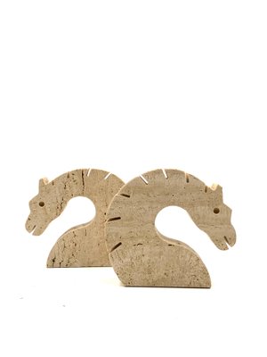 Brutalist Travertine Horse or Dragon Bookends from Fratelli Mannelli, Italy, 1970s, Set of 2-TXN-1386147