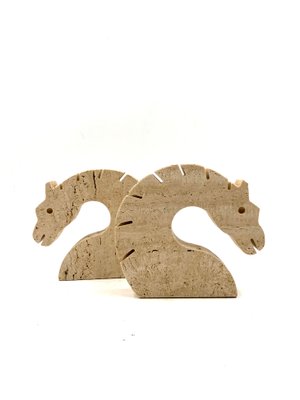 Brutalist Travertine Horse or Dragon Bookends from Fratelli Mannelli, Italy, 1970s, Set of 2-TXN-1386147