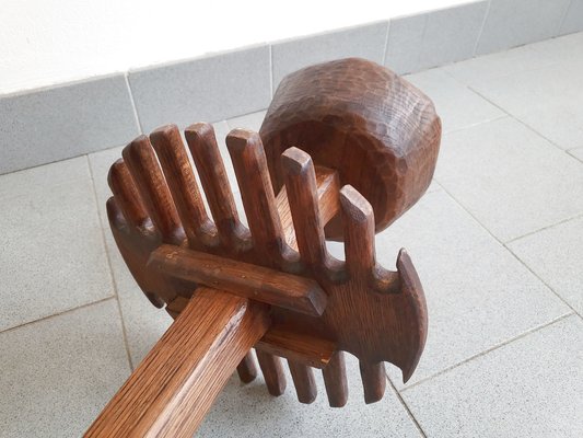 Brutalist Tripod Ashtray in Wood in the style of Jean Touret, 1970s-CGX-1806228