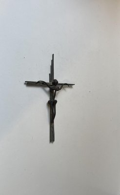 Brutalist Wall Crucifix in Iron and Brass, 1970s-LCR-1805406