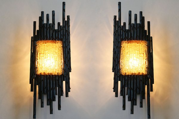 Brutalist Wall Lights / Sconces by Marcello Fantoni, Italy, 1950s, Set of 2-WIP-1736009