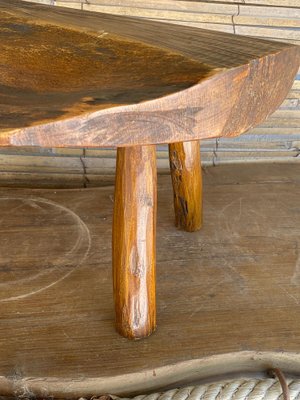 Brutalist Wood Footstool, France, 1950s-UR-1342405