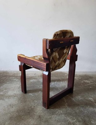 Brutalist Wooden Dining Chairs and Table, 1970s, Set of 9-ITU-1795815