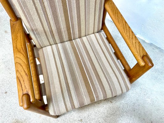 Brutalist Wool & Oak Canvas Armchair, Scandinavia, 1960s-JP-1362327