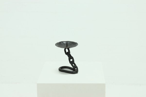 Brutalist Wrought Iron Candle Holder, 1970s-VV-994398