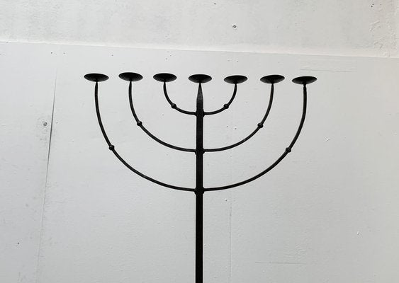 Brutalist Wrought Iron Candleholder-UAH-979477