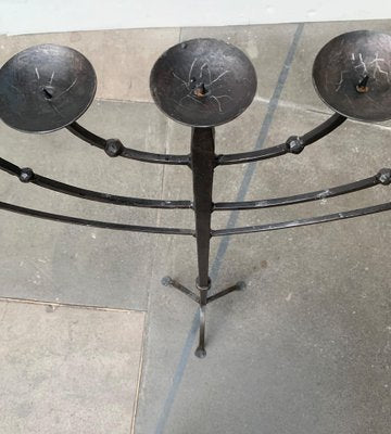 Brutalist Wrought Iron Candleholder-UAH-979477