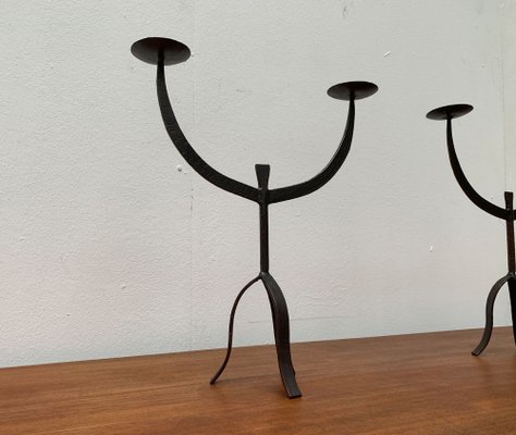 Brutalist Wrought Iron Candleholders, 1960s, Set of 2-UAH-1294645