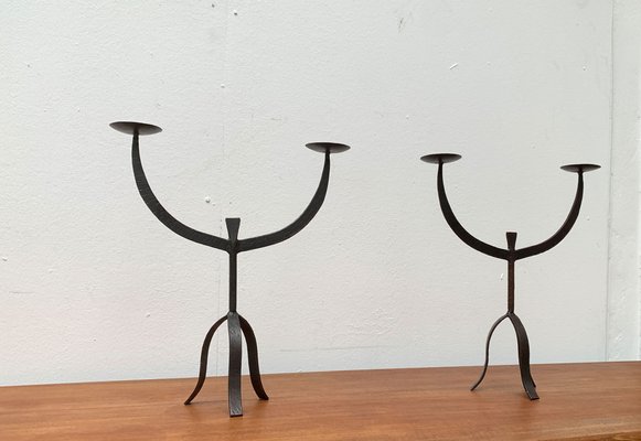 Brutalist Wrought Iron Candleholders, 1960s, Set of 2-UAH-1294645