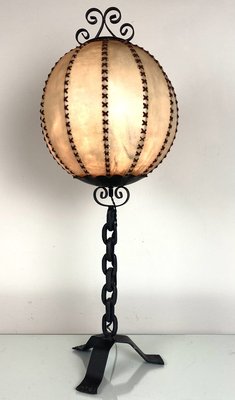 Brutalist Wrought Iron Table Lamp, 1970s-WZZ-887562