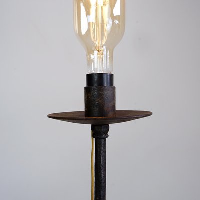 Brutalist Wrought Iron Tripod Floor Lamp with Bulb-NYF-2018907