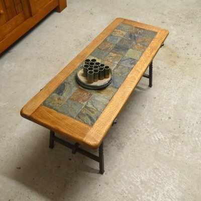 Brutalistic Coffee Table in Slate, France, 1970s-QAV-1766311