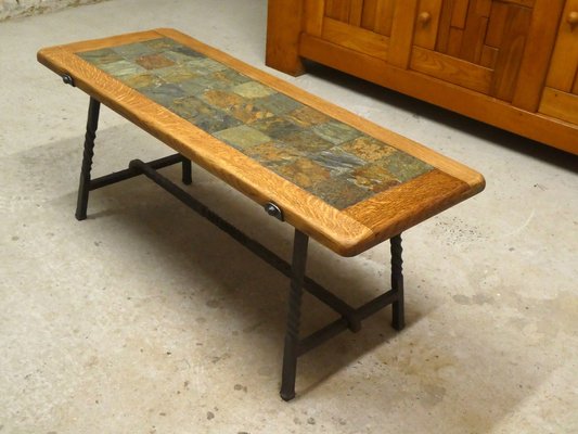 Brutalistic Coffee Table in Slate, France, 1970s-QAV-1766311