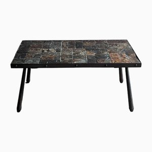 Brutalistic Metal and Lava Stone Coffee Table, 1960s-OTV-1792476