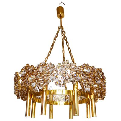 Bubble Chandelier in Swarovski Crystal & 24k Gilded Brass from Palwa, 1970s, Germany-DEK-932617