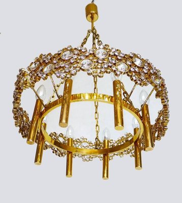 Bubble Chandelier in Swarovski Crystal & 24k Gilded Brass from Palwa, 1970s, Germany-DEK-932617