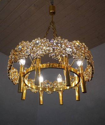 Bubble Chandelier in Swarovski Crystal & 24k Gilded Brass from Palwa, 1970s, Germany-DEK-932617