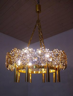 Bubble Chandelier in Swarovski Crystal & 24k Gilded Brass from Palwa, 1970s, Germany-DEK-932617