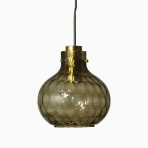 Bubble Glass and Brass Pendant by Helena Tynell for Limburg, 1960s-CW-1822197