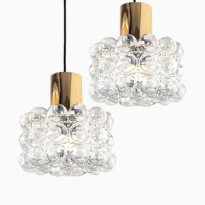 Bubble Glass Pendant Lamps by Helena Tynell, 1960, Set of 2-VDW-2016864