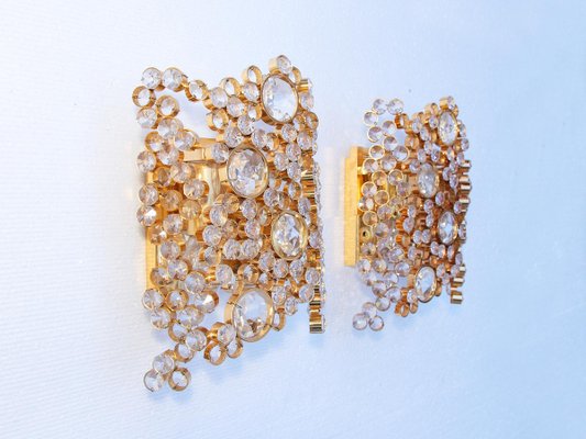 Bubble Wall Sconces in Swarovski Crystal and Gilt Brass from Palwa, 1970s, Germany, Set of 2-DEK-932600