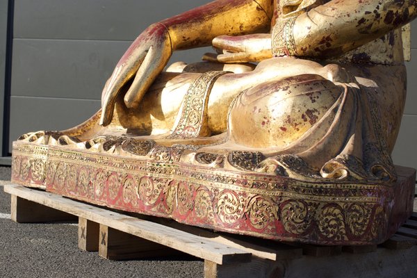 Buddha in Gilded Wood, Asia, 1950s-LA-1755696