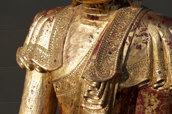 Buddha in Gilded Wood, Asia, 1950s-LA-1755696