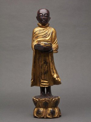 Buddha Subject in Gilded Polychome Carved Wood-QKG-1807545