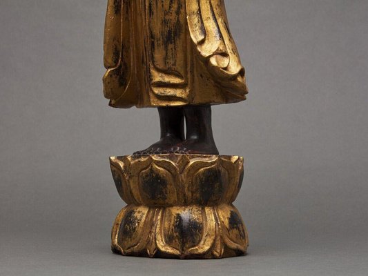 Buddha Subject in Gilded Polychome Carved Wood-QKG-1807545