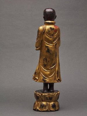 Buddha Subject in Gilded Polychome Carved Wood-QKG-1807545