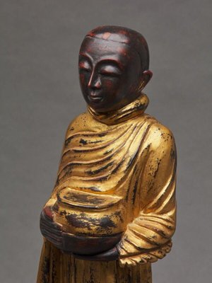 Buddha Subject in Gilded Polychome Carved Wood-QKG-1807545