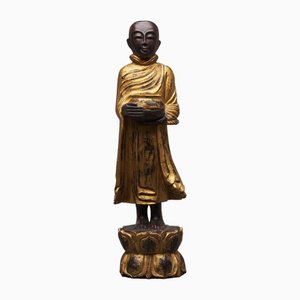 Buddha Subject in Gilded Polychome Carved Wood-QKG-1807545