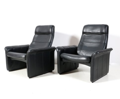 Buffalo Neck Leather DS-50 Lounge Chairs and Ottoman from de Sede, 1970s, Set of 3-MY-1788445