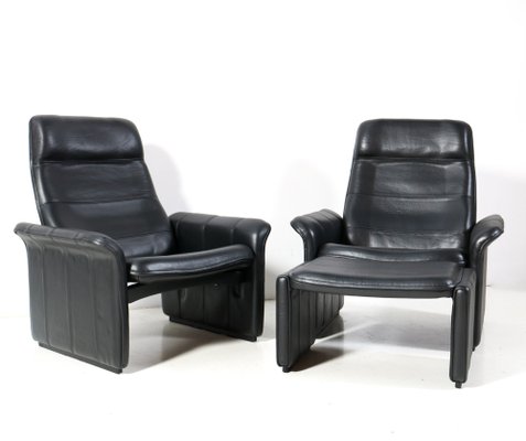 Buffalo Neck Leather DS-50 Lounge Chairs and Ottoman from de Sede, 1970s, Set of 3-MY-1788445